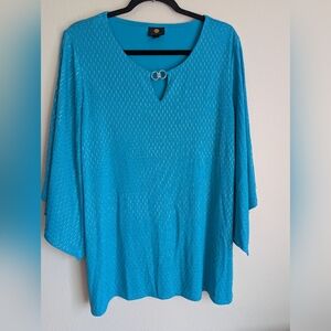 JM Collection Turquoise Tunic Top Size L